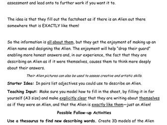 New Class 'Getting To Know You' Alien Lesson Pack