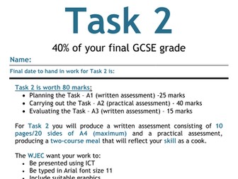 GCSE Catering 2.3: Task 2 Guide