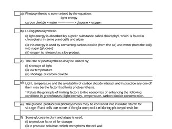 AQA B2.3 Photosynthesis Specification 2014