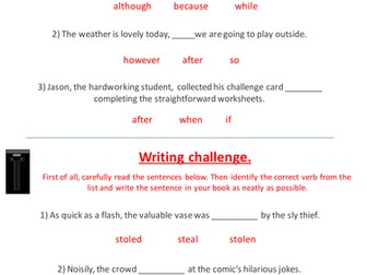 Independent writing activities.