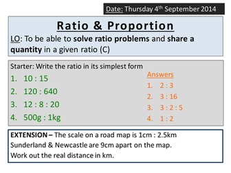 KS4 Ratio - Sharing / Dividing in a Quantity