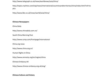 Websites for researching history, culture in China