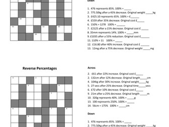 Reverse Percentage Crossnumber