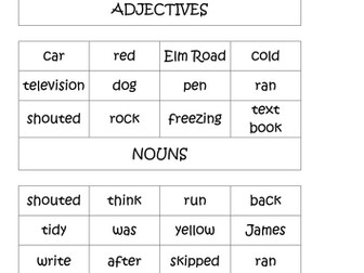 Nouns, verbs & adjectives KS2 activities