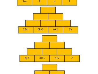 Collecting like terms pyramid worksheet