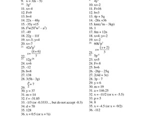 IGCSE Algebra Review Game - Core