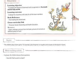 The Giraffe and the Pelly and Me - Lesson Plan