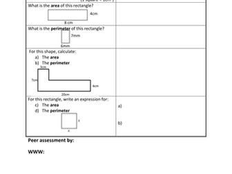 Starter: recap on area of rectangles
