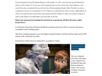 Reading comprehensions on Frozen