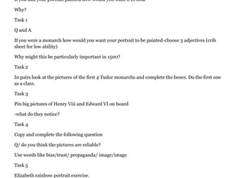 Tudor monarchs portrait lesson