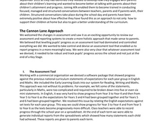 Cannon Lane Primary School - Assessment Tool