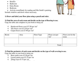 Design a bungalow area and perimeter