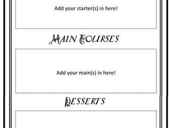 Menu Writing Frames