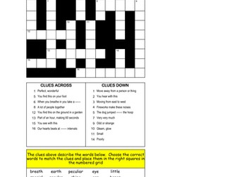 YEAR 3-4 CROSSWORDS USING WORD LIST FROM NAT CURR