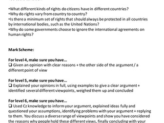 Rights & Responsibilities - assessment sheet