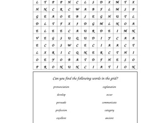 YEAR 5-6 WORD-SEARCH USING WORD LIST FROM NAT CURR