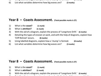Yr8 Coasts - landforms & processes - interim asses