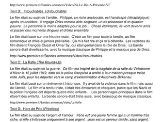 Film trailers and reviews - reading and viewing