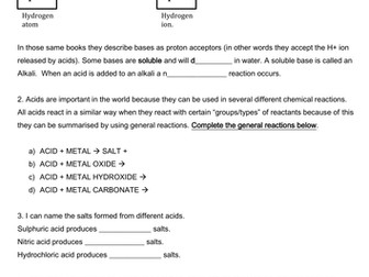 Acid bases and Salts summary