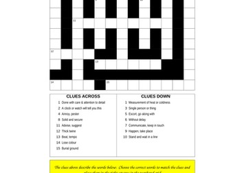 YEAR 5-6 CROSSWORDS USING WORD LIST FROM NAT CURR