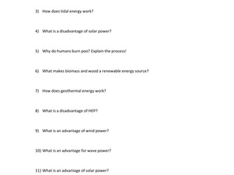 Renewable and Non Renewable Energy KS3