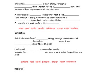KS3 KS4 Thermal Energy, Saving energy in the home