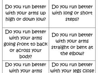 Different running style activity cards.