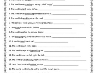 Halloween Grammar/Minecraft/Zombies make me tense.