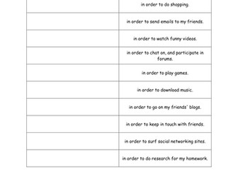 Reasons for using the Internet (pour + Infinitive)