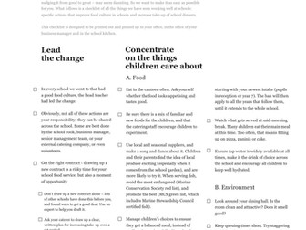 School Food Plan -  a checklist for headteachers