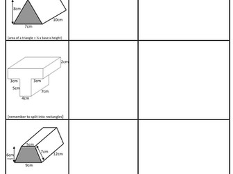Volume and surface area of prisms worksheet