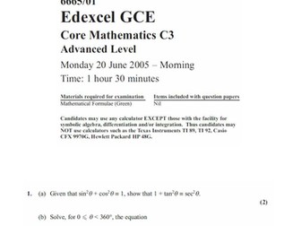 C3 MODEL ANSWERS for Edexcel JUNE 2005 Paper