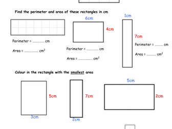 Area and perimeter of rectangles