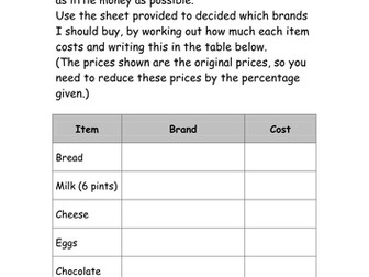 Real-life percentages shopping task