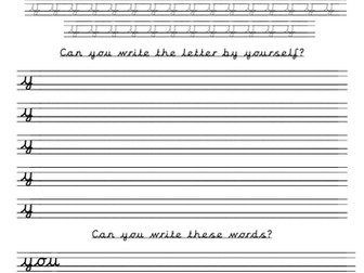 Handwriting sheets u-z lead in lines pre-cursive