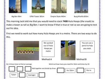 (KS2 Maths/measuring length)Hula Hoop  Challenge