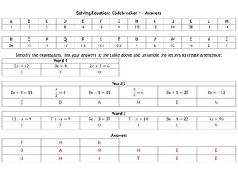 Codebreaker - Solving Equations