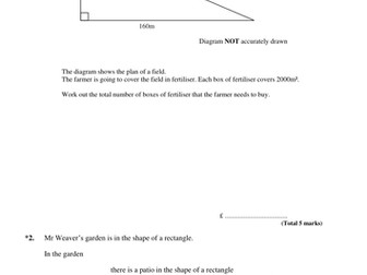 Area of compound shapes & Functional GCSE Exam Q's