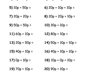Adding Using 50p, 20p, 10p