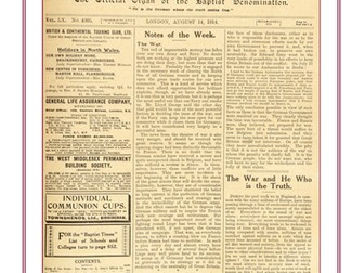 World War One Starter Activities