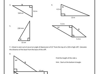 Pythag and Trig Revision and Thinking Skills