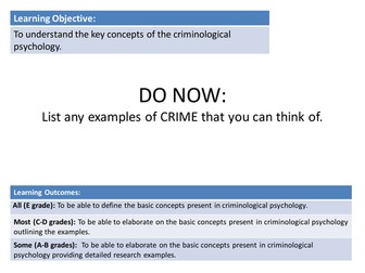 Criminological Psychology - whole term planned