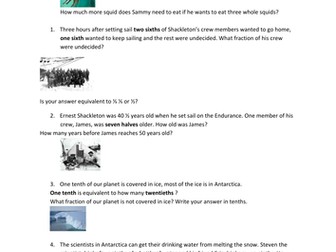Differentiated Fraction word problems Antarctica