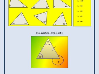 Types of triangles and angles in a triangle