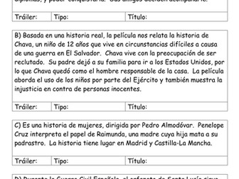 Spanish film trailer activity