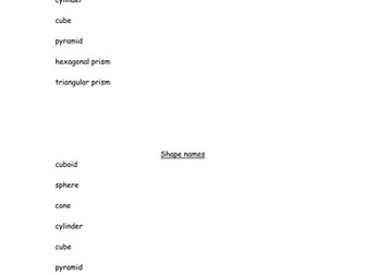 Differentiated activity- Describe 3D shapes