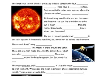 Kickstart Sun, Earth Moon topic (spaced learning)