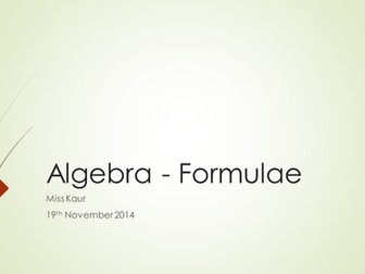 Algebra - formulae KS3 Y7