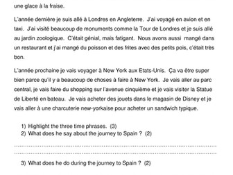 Level 6 Holiday Reading comprehension - Encore Tri