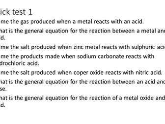 Chemical reactions revision